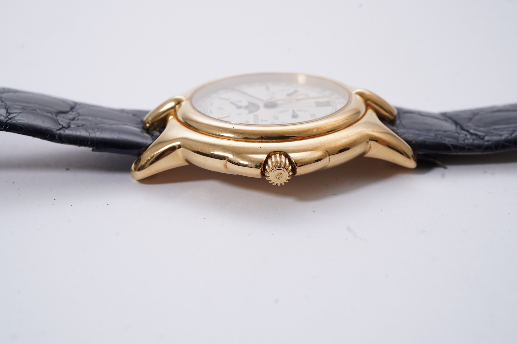 A gentleman's early 2000's 18ct gold Bertolucci Pulchra Calendar Moonphase quartz wrist watch
